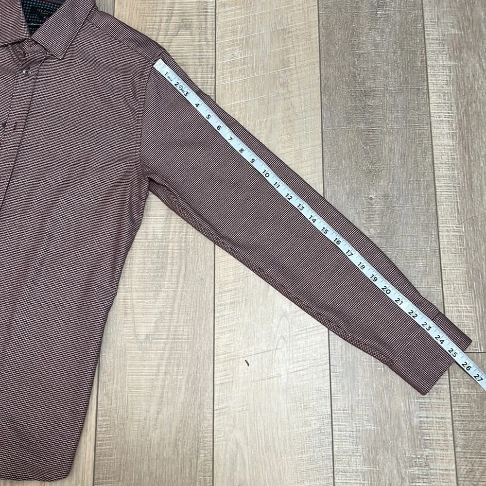Mens Ted Baker London Long Sleeve Button Up Maroon and White Contrast Trim SZ 3 - Picture 9 of 11